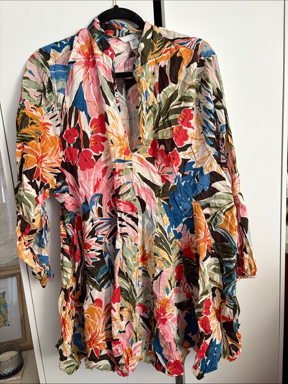 H&M Multicolor Floral Tunic Dress - Pink, Blue, Red, Yellow, Green